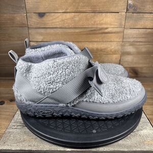 CHACO RAMBLE FLUFF Mens Size 10 Gray Sherpa Fleece Shoes Slippers Secure